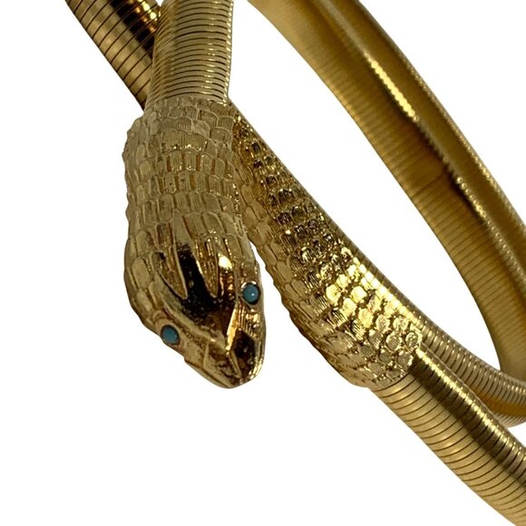 Accessocraft NYC 80s Blue Eyed Gilt Gold Snake Stretch Tie/Necklace - Picture 1 of 4